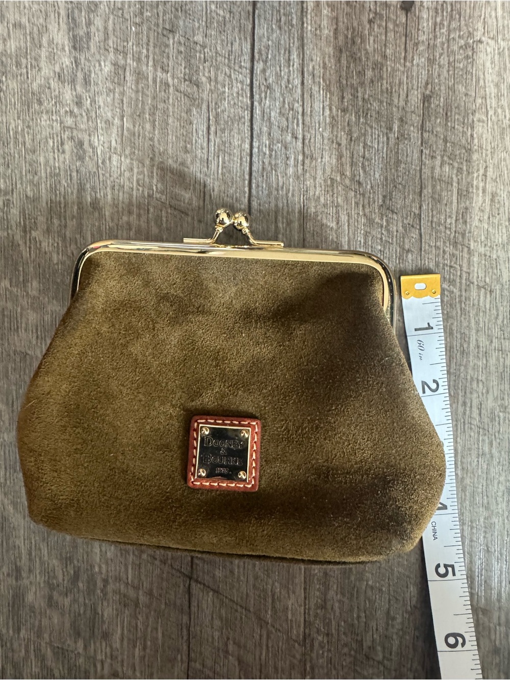 Vintage Dooney & Bourke Suede Coin Purse – Brown Suede with Red Lining Suede Kis - Picture 6 of 9